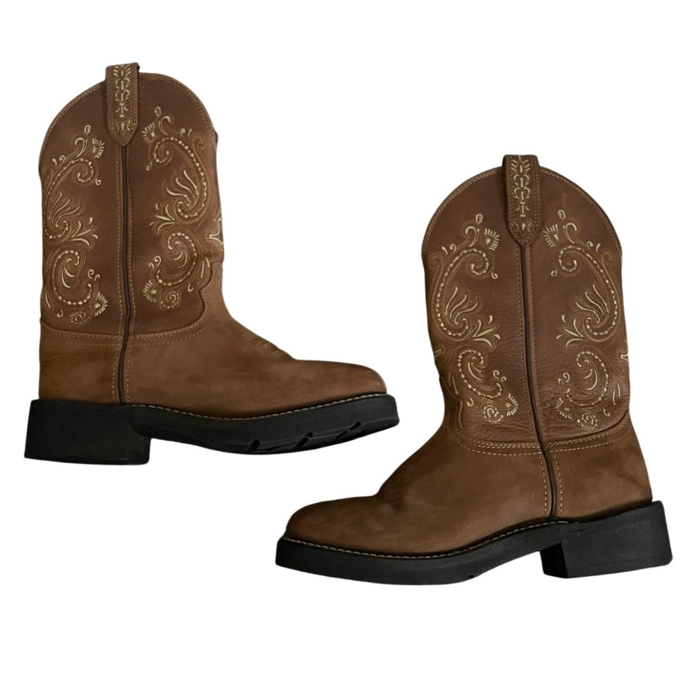Masterson Boot Co RB4700 9.5M Brown Leather Square Toe Western Cowboy Boots